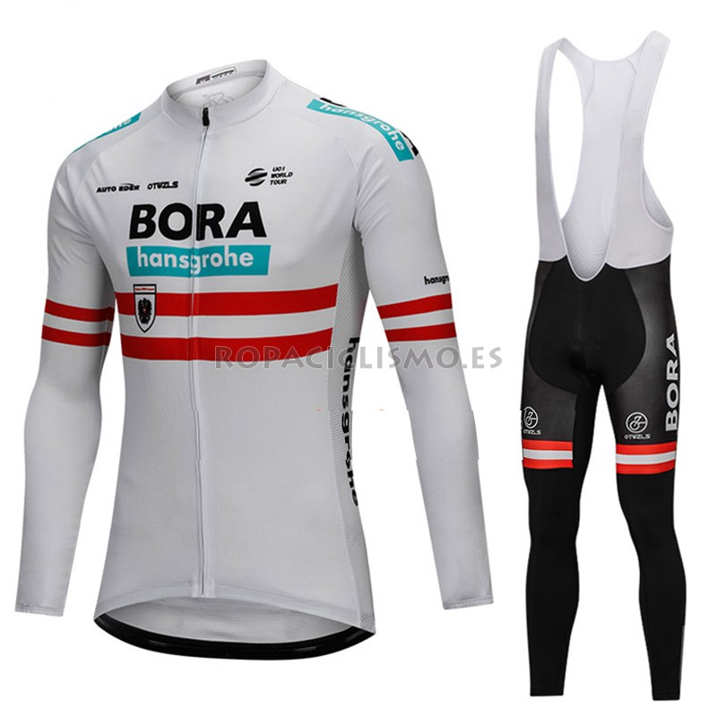 2018 Maillot Bora Campioni Austria Tirantes Mangas Largas Blanco